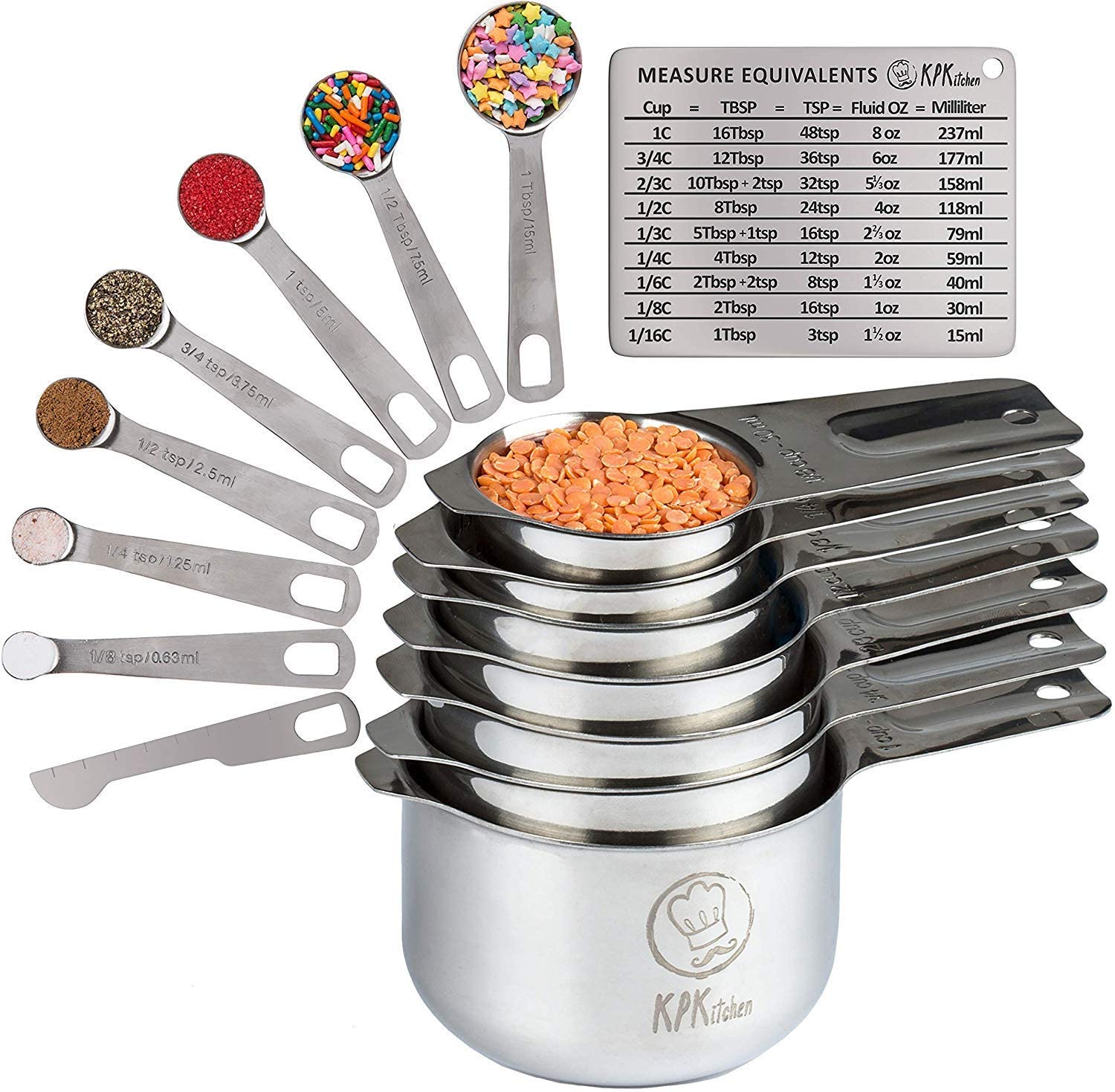 5 pcs/set Durable Acier Inoxydable Measuring Cups Spoons Set de Cuisine Pâtisserie Outils 
